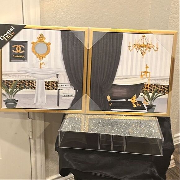 Crystal Luxe Bath Time With Chanel 2-PC Framed Canvas Wall Decor - Picture 8 of 10